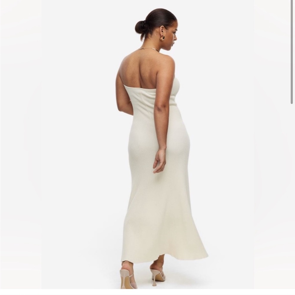 H&M knit Strapless Cream knit Dress - Picture 2 of 3